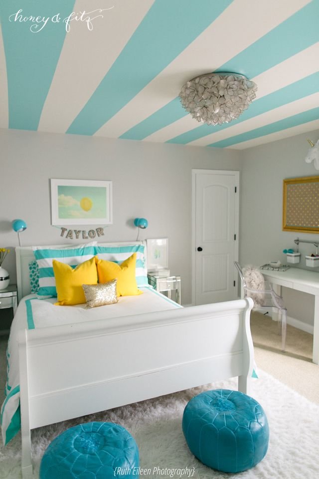 Project Nursery - Turquoise, Yellow and White Tween Bedroom - Project Nursery